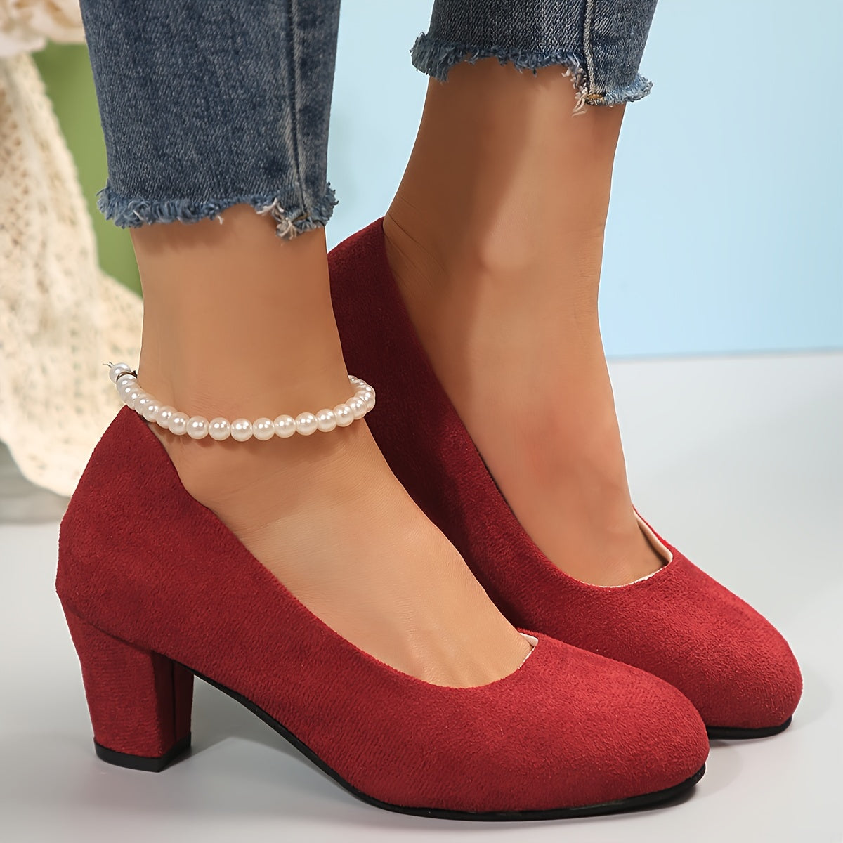 Zapatos de Salón de Punta Ancha y Tacón Estable