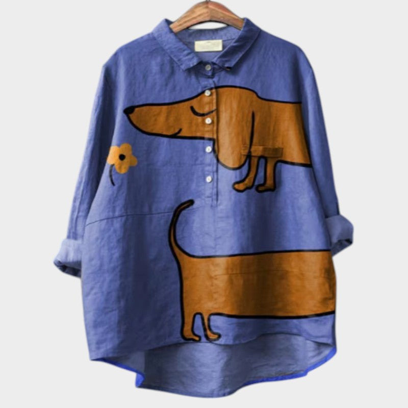 Pamela — Blusa de Lino Estampada Oversize