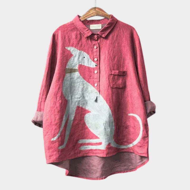 Pamela — Blusa de Lino Estampada Oversize
