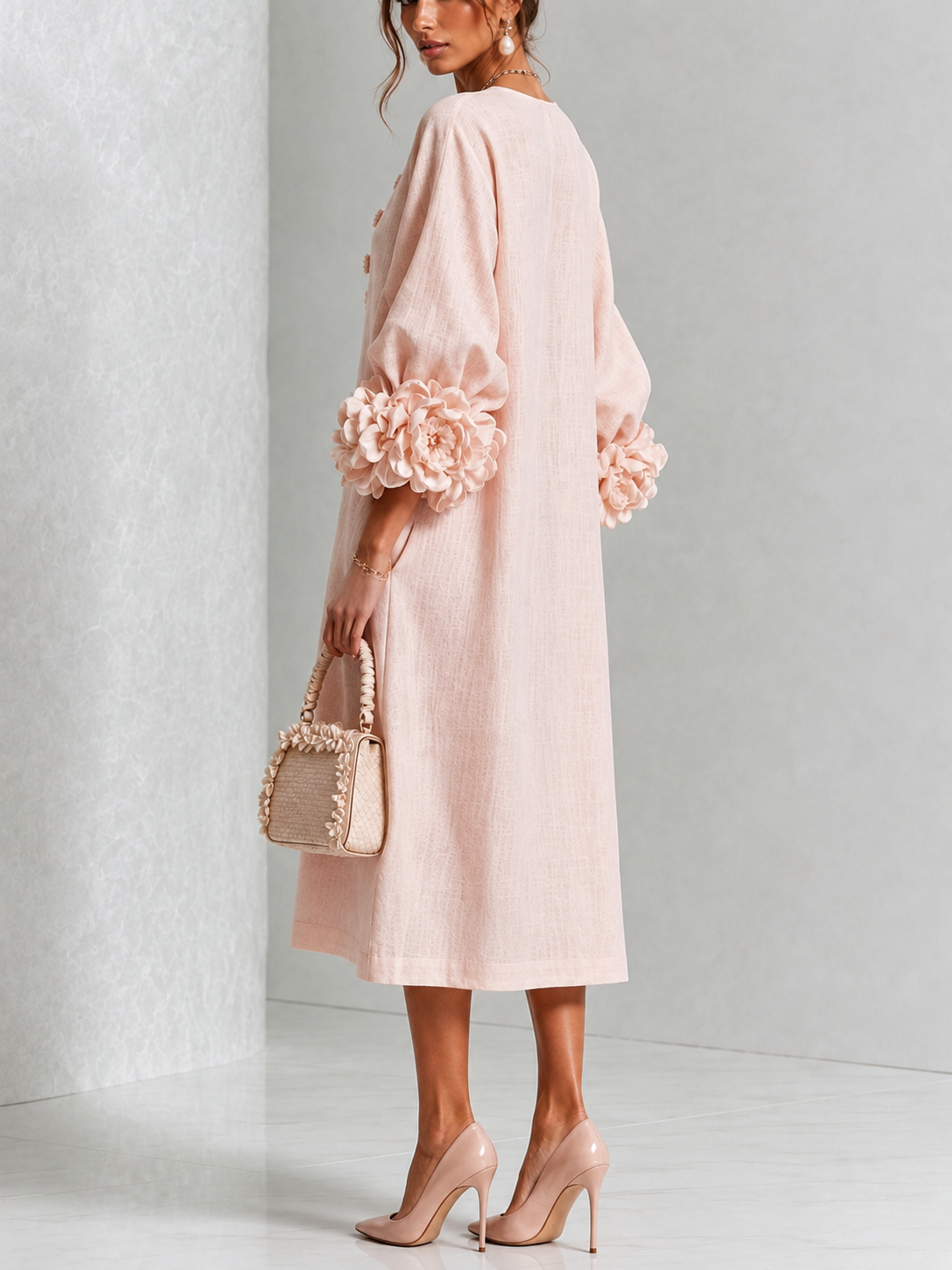 Vestido midi Annabelle de pétalos