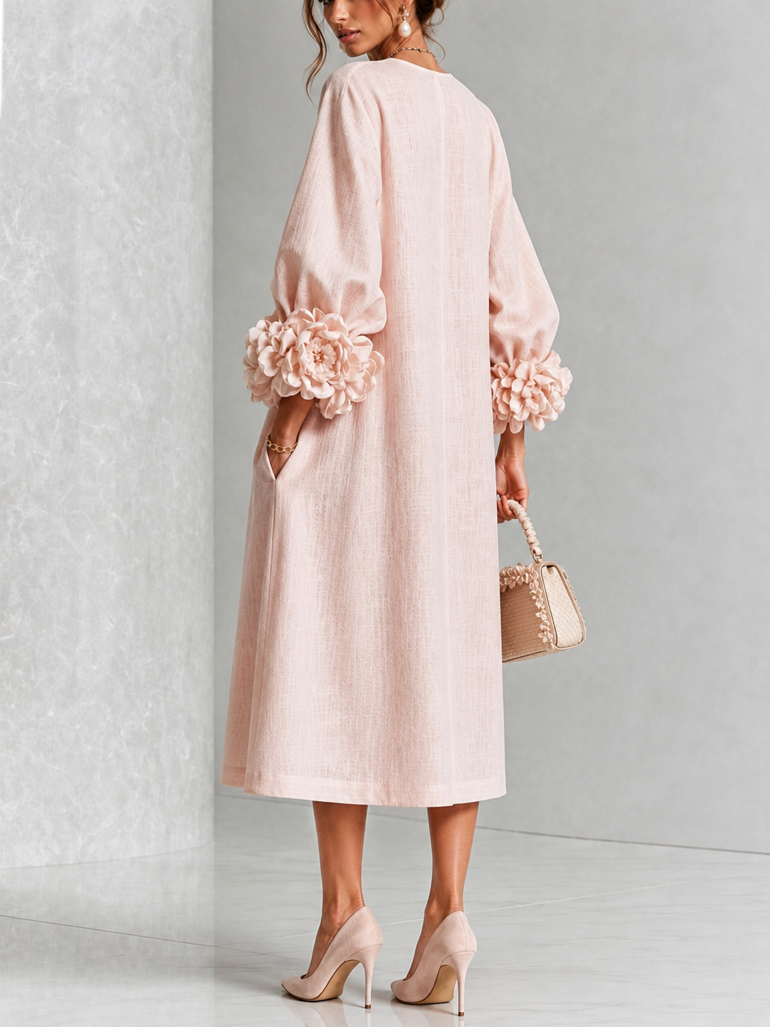Vestido midi Annabelle de pétalos
