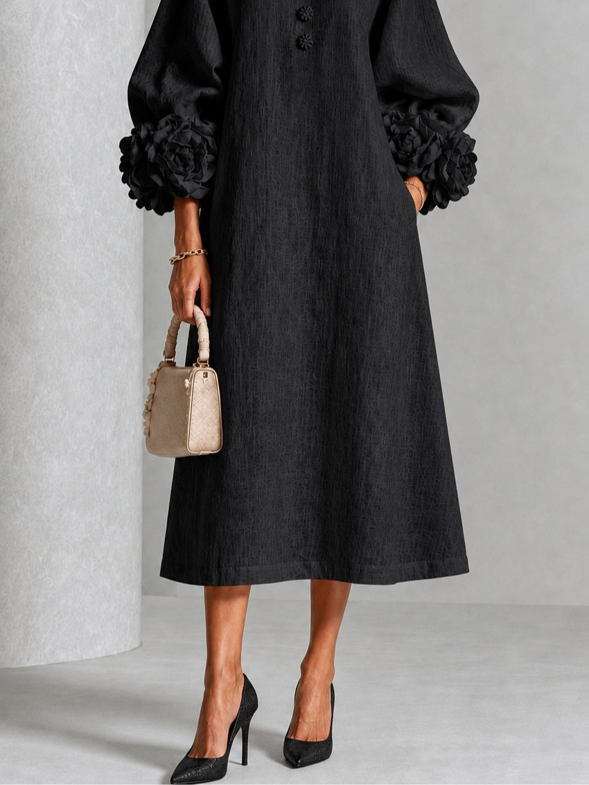 Vestido midi Clarice de pétalos