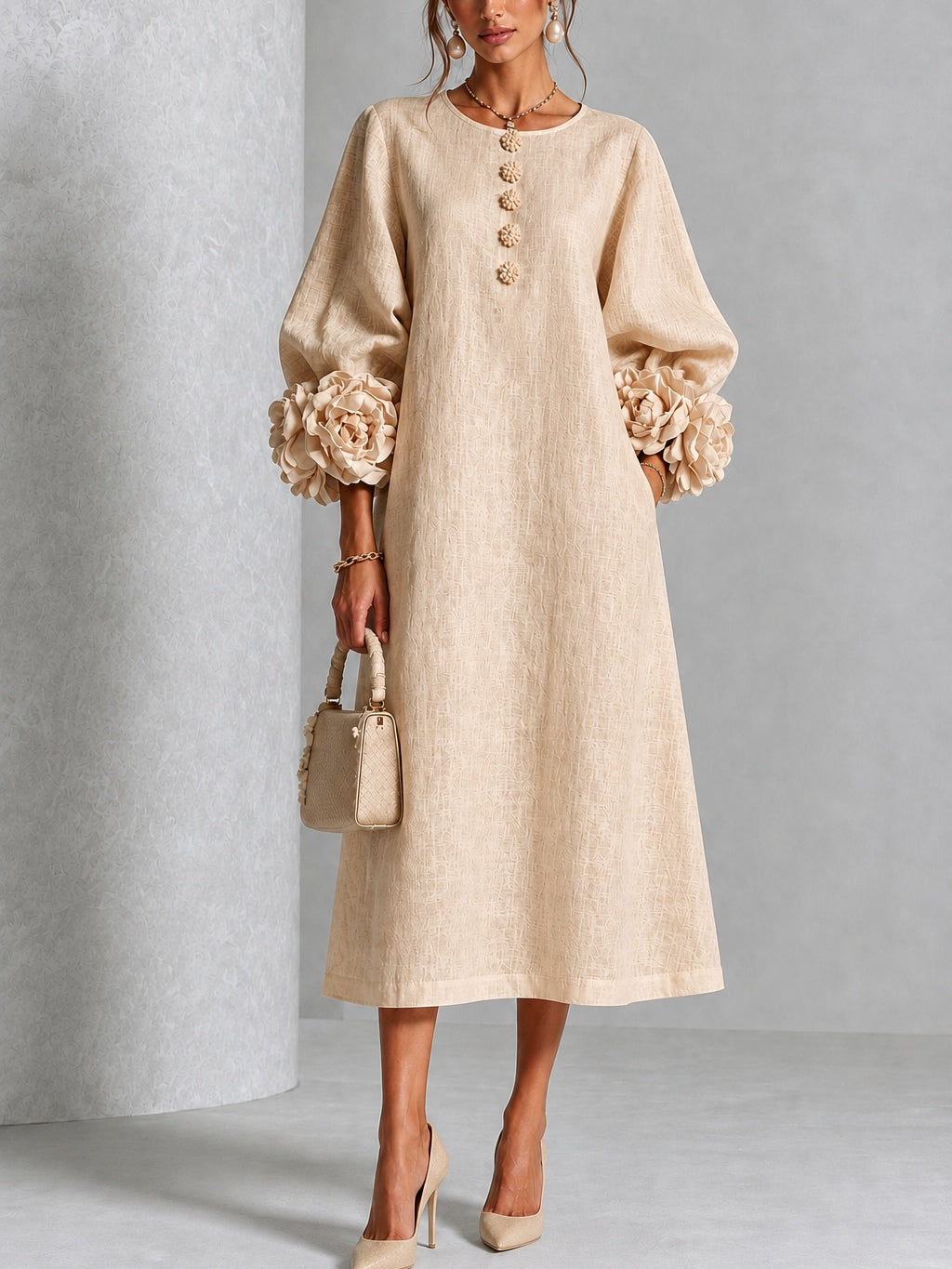 Vestido midi Hazel de pétalos