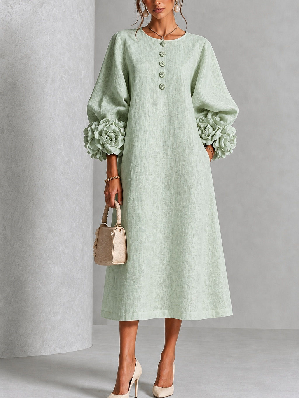 Vestido midi Juniper de pétalos