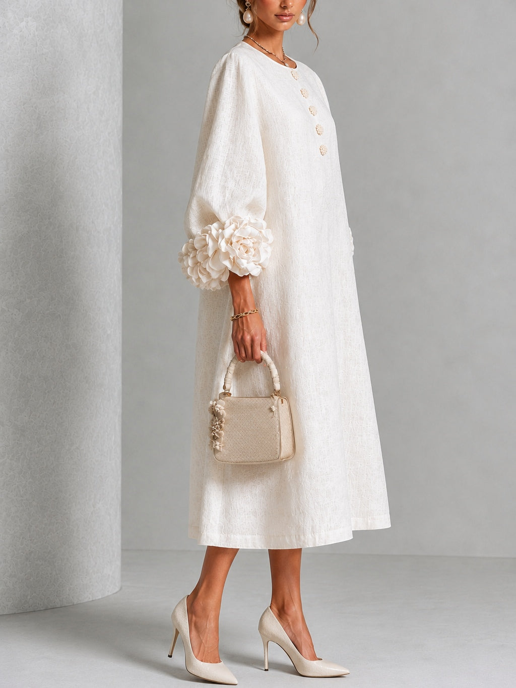 Vestido midi Pearl de pétalos