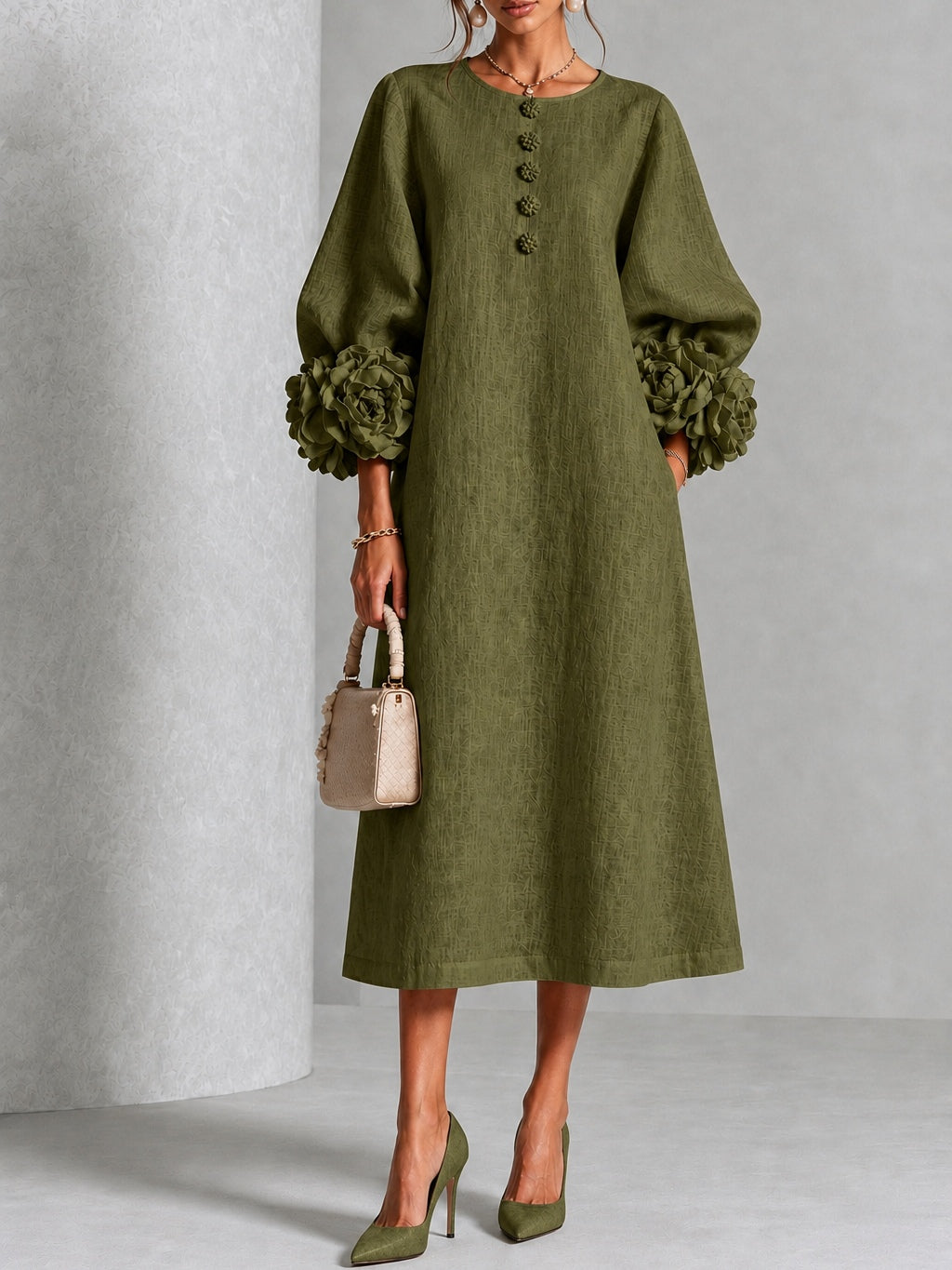 Vestido midi Sybil de pétalos