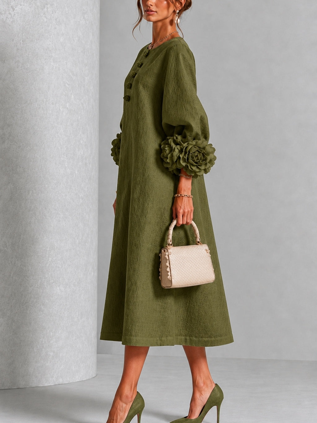 Vestido midi Sybil de pétalos