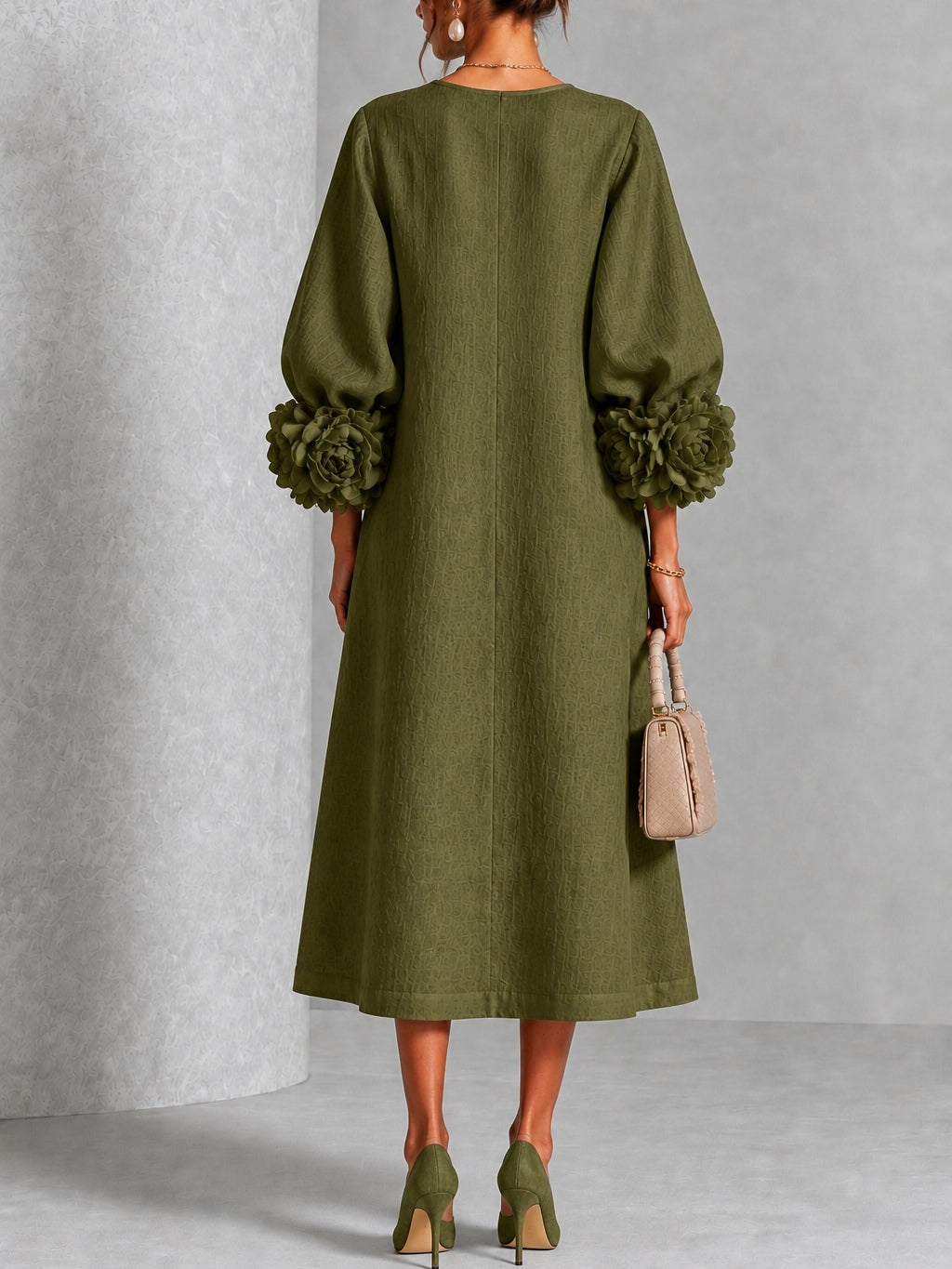 Vestido midi Sybil de pétalos
