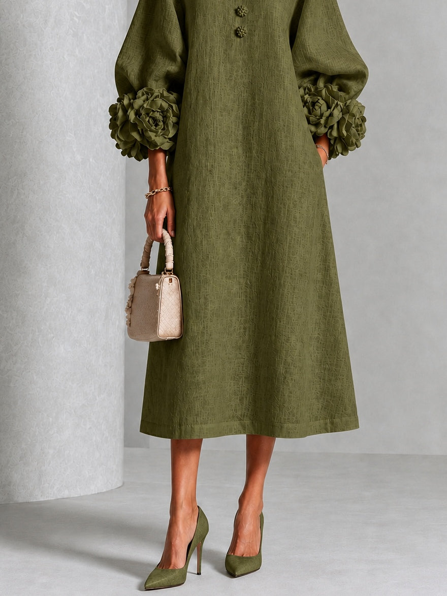 Vestido midi Sybil de pétalos