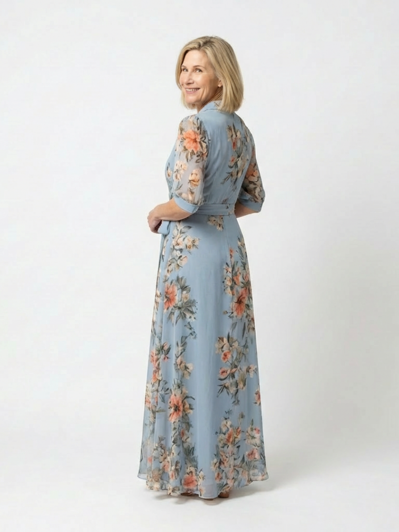 Elowen - Vestido largo floral cruzado con escote en V